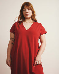 Iconic Geneva V-Neck Dress - Ruby Red