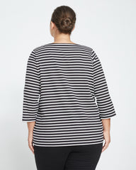 Belle Breton Stripe Jersey Tee - Black/White Stripe