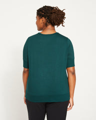 Aimee Liquid Jersey Rib Hem Tee - Forest Green