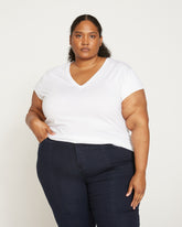 Ashley V Neck Cap Sleeve Tee - White