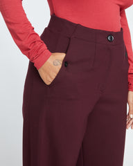 Audrey Tailored Ponte Pants - Black Cherry