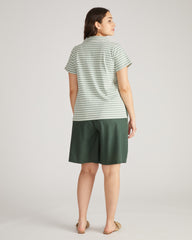Cecile Breton Stripe Polo - Sage/Ecru Stripe