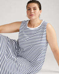 Bay Breton Stripe Sleeveless Dress - White/Cenote Stripe
