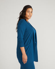 TravelKnit Minimalist Cardigan - Blue Teal