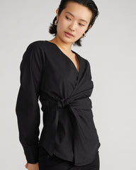 Beacon Stretch Poplin Wrap Shirt - Black