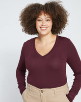 Foundation Long Sleeve V-Neck Tee - Black Cherry