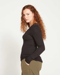 Foundation Long Sleeve V-Neck Tee - Black