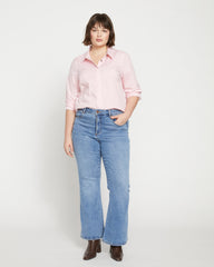 Elbe Stretch Poplin Shirt Classic Fit - Pink/White Stripe