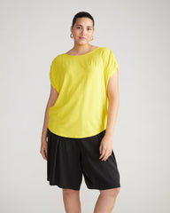 Helena Divine Jersey Gathered Tee - Yellow