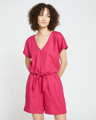 Juniper Linen Easy Pull-On Shorts - Cerise