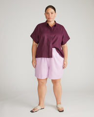 Juniper Linen Easy Pull-On Shorts - Lilac
