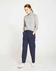Karlee Stretch Cotton Twill Cargo Pants - Navy