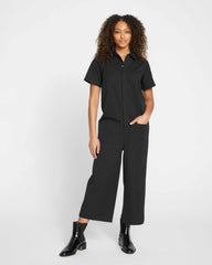 Kate Stretch Cotton Twill Jumpsuit - Black