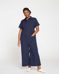 Kate Stretch Cotton Twill Jumpsuit - Navy