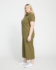 Kate Stretch Cotton Twill Jumpsuit - Ivy