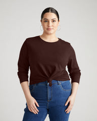 Light-As-Air Long Sleeve Crew Neck Tee - Brulee