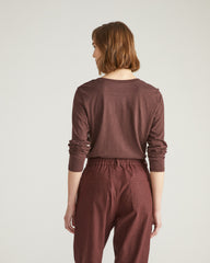 Light-As-Air Long Sleeve V Neck Tee - Brulee