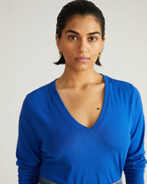 Light-As-Air Long Sleeve V Neck Tee - Ultramarine