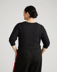 Light-As-Air Long Sleeve V Neck Tee - Black