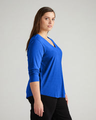 Light-As-Air Long Sleeve V Neck Tee - Ultramarine