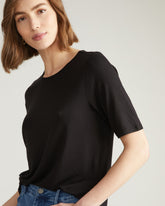 Lily Liquid Jersey Crew Neck Stovepipe Tee - Black