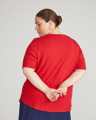 Lily Liquid Jersey Crew Neck Stovepipe Tee - New York Red