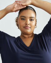 Lily Liquid Jersey V-Neck Stovepipe Tee - Midnight