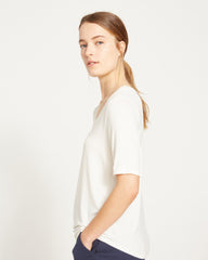 Lily Liquid Jersey V-Neck Stovepipe Tee - White