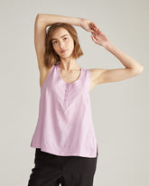 Henley Linen Tank - Lilac