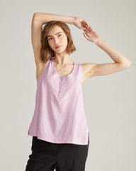 Henley Linen Tank - Lilac