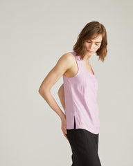 Henley Linen Tank - Lilac