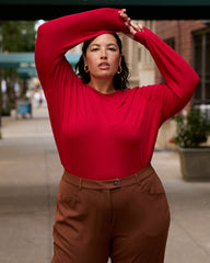Joan Liquid Jersey Long Sleeve Top - New York Red