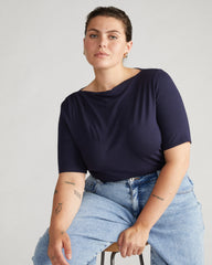 Louise Short Sleeve Liquid Jersey Top - Midnight