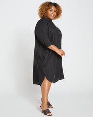 Seaside Linen Shirtdress - Black