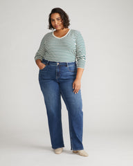 Long Sleeve V Rex - Bone/Botanic Stripe