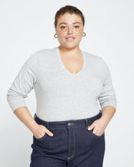 Long Sleeve V Rex - Heather Grey