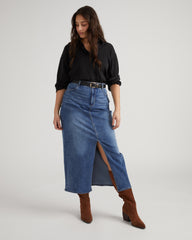 ComfortDenim Maxi Skirt - Western Blue Wash