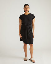 Misa Linen Jersey Tie Dress - Black