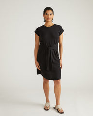 Misa Linen Jersey Tie Dress - Black