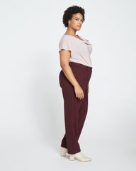 Long Cigarette Ponte Pants - Black Cherry