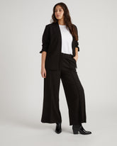 Lennox Collarless Ponte Blazer - Slate Pinstripe