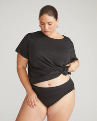 Pima Cotton Mid Rise Bikini - Black