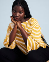 Montauk Breton Stripe Bell Sleeve Top - Mustard/Cream Stripe