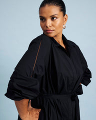 Yuli Stretch Poplin Shirtdress - Black