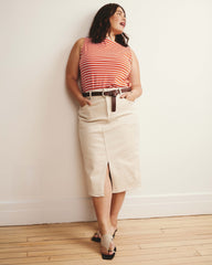 Noyack Breton Stripe Boatneck Tank - Coral Reef/White Stripe