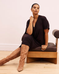 Teresa Liquid Jersey V-Neck Dress - Espresso