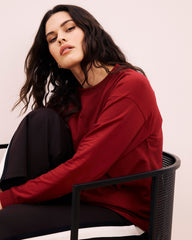 Long Sleeve Relaxed Tee - Garnet
