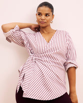 Beacon Stretch Poplin Wrap Shirt - Lilac Multi Stripe