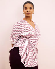 Beacon Stretch Poplin Wrap Shirt - Lilac Multi Stripe