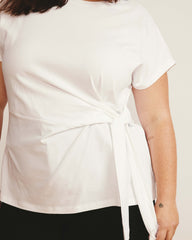 Crescent Breton Stripe Knot Tee - Solid White